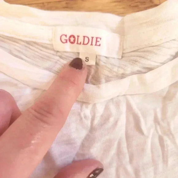 EUC Goldie Mutton Knot Short Sleeve T-Shirt in White, Size S - Picture 6 of 10